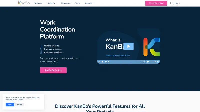 Homepage of KanBo