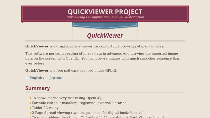 Homepage of QuickViewer