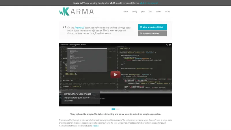 Homepage of Karma