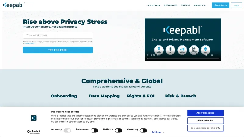 Homepage of Keepabl SaaS