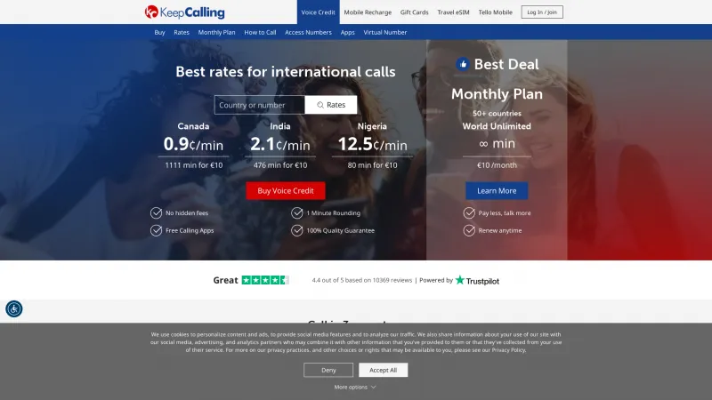 Homepage of KeepCalling