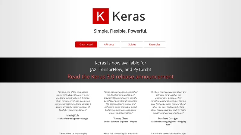 Homepage of Keras