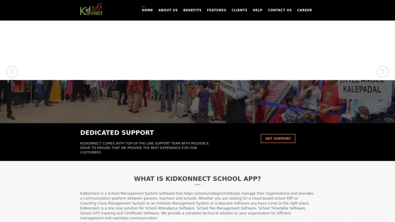 Homepage of Kidkonnect