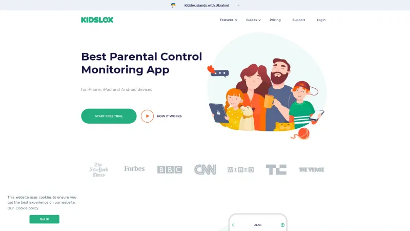 Homepage of Kidslox