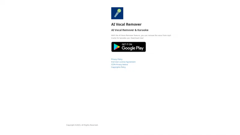 Homepage of AI Vocal Remover