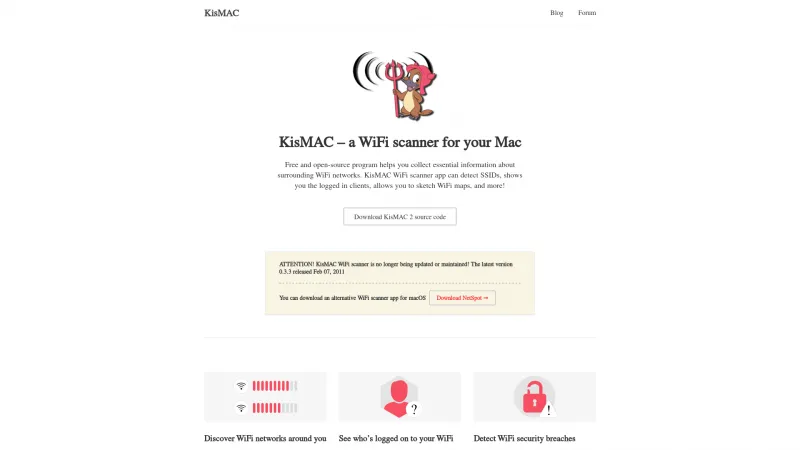 Homepage of KisMAC