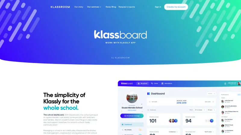 Homepage of Klassboard