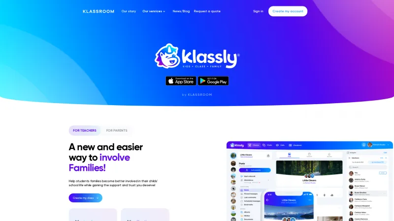 Homepage of Klassly