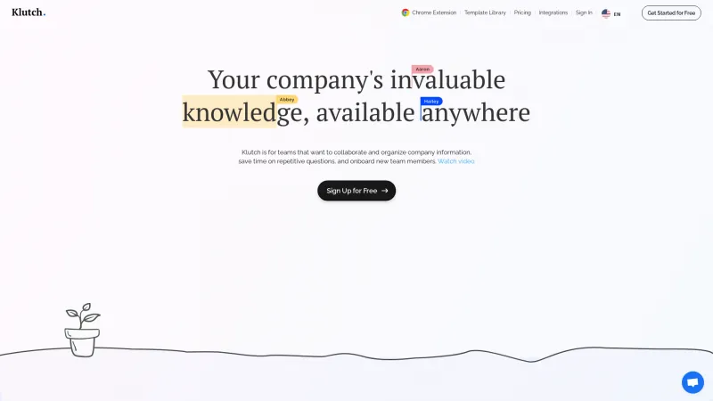 Homepage of Klutch