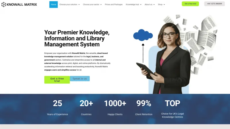 Homepage of KnowAll Matrix