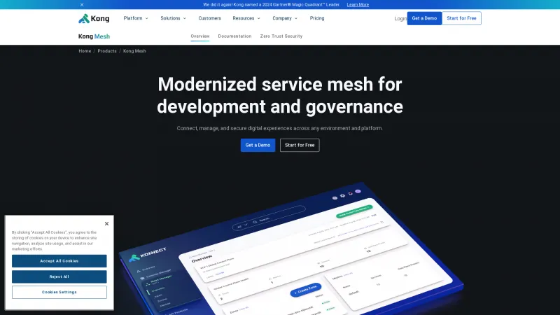 Homepage of Kong Mesh