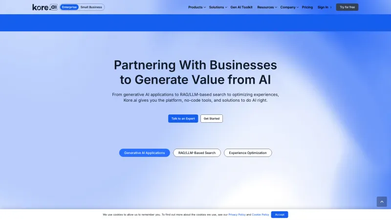 Homepage of Kore.ai