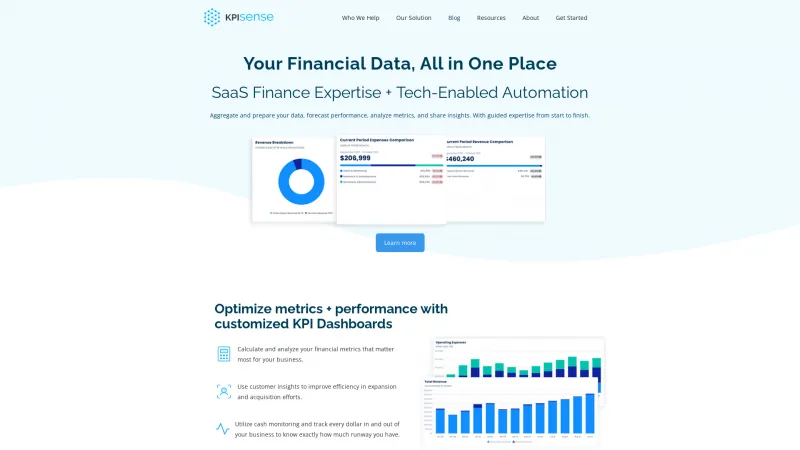 Homepage of KPI Sense