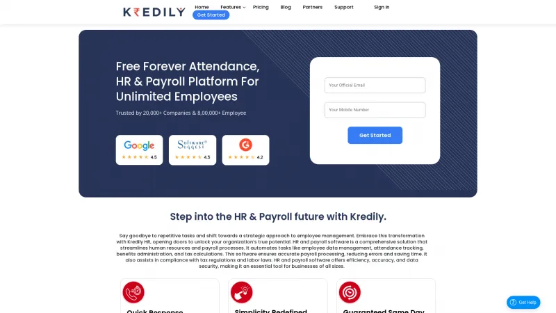 Homepage of Kredily