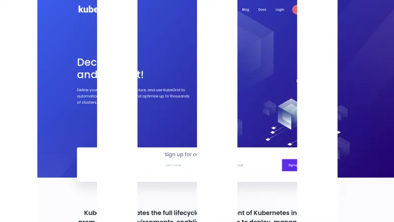 Homepage of KubeGrid