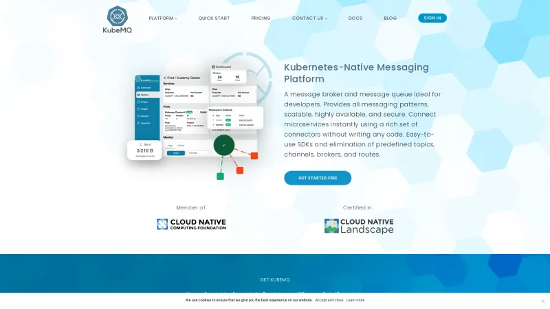 Homepage of KubeMQ