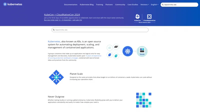 Homepage of Kubernetes