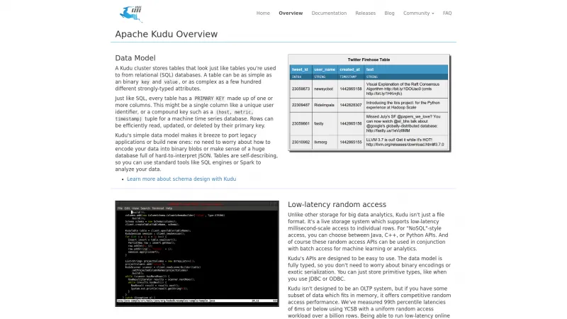 Homepage of Apache Kudu