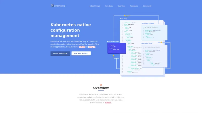 Homepage of Kustomize.io