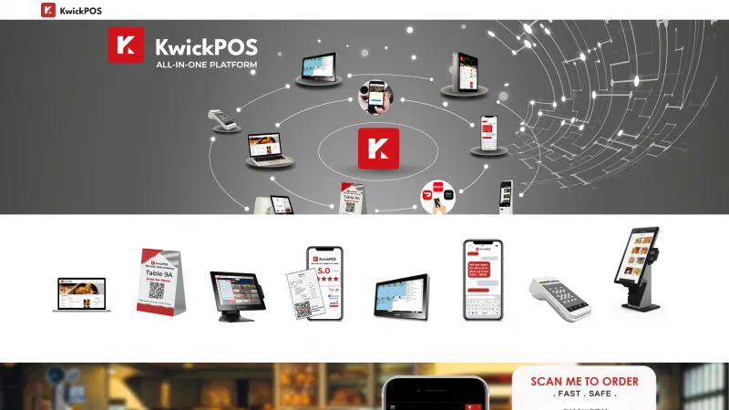 Homepage of KwickPOS