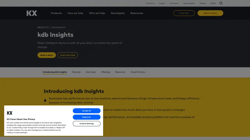 Homepage of KX Insights