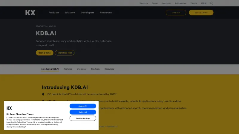 Homepage of KDB.AI