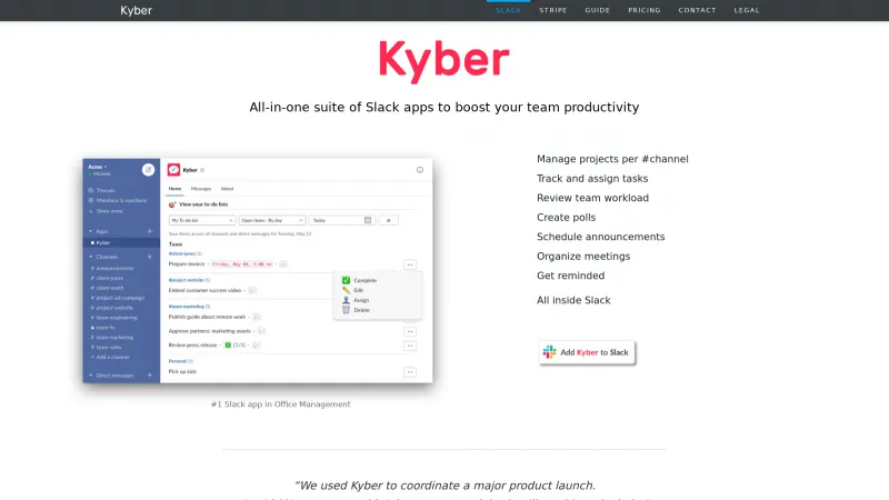 Homepage of Kyber