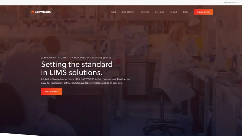 Homepage of LABWORKS LIMS