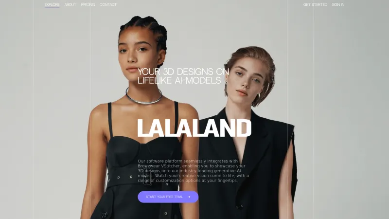 Homepage of Lalaland.ai