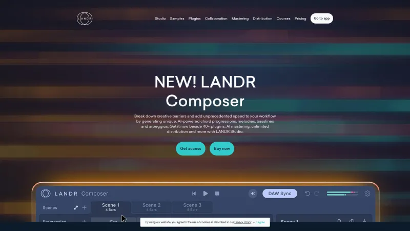 Homepage of LANDR