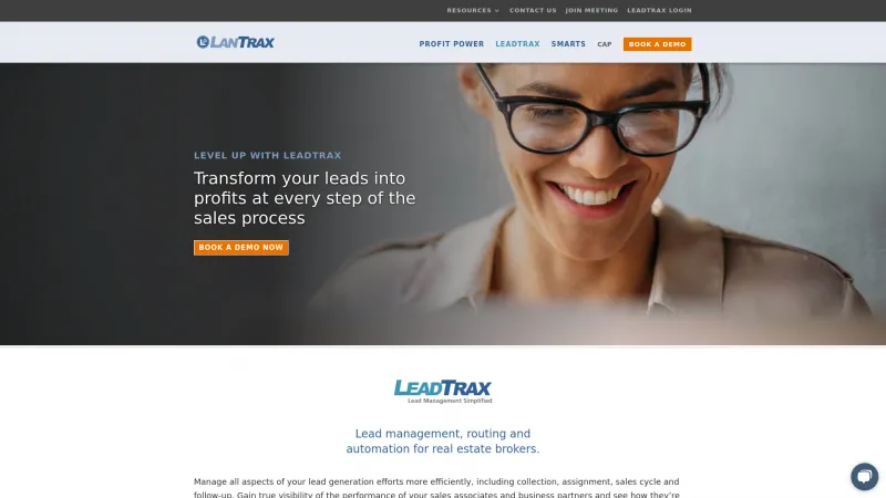 Homepage of LeadTrax