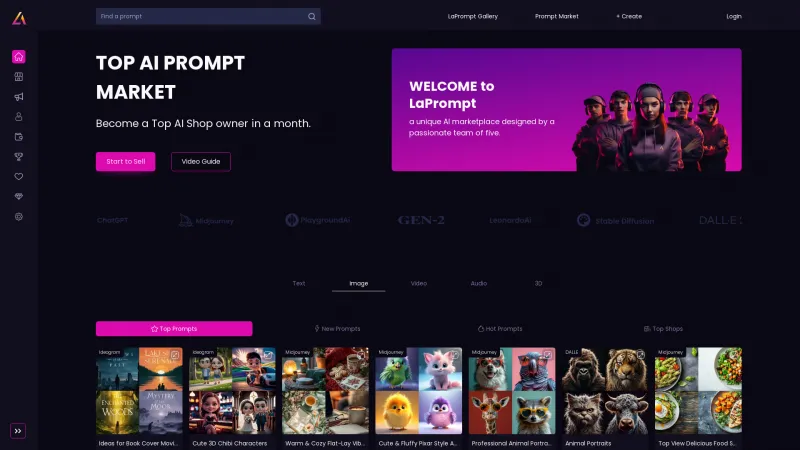 Homepage of LaPrompt