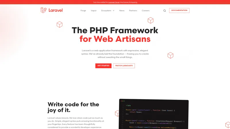 Homepage of Laravel