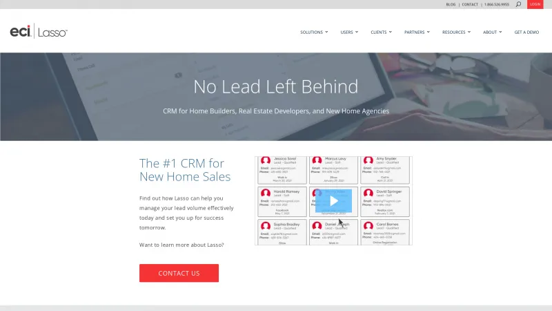 Homepage of Lasso CRM