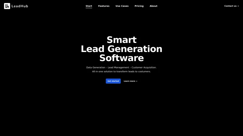 Homepage of LeadHub