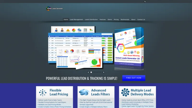 Homepage of Instant Leads Generator