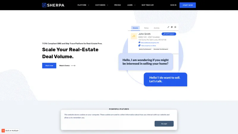 Homepage of Lead Sherpa