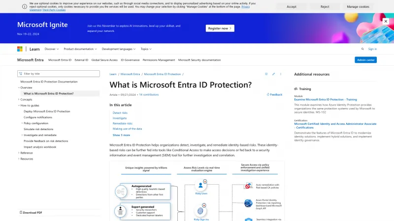 Homepage of Azure Active Directory Identity Protection