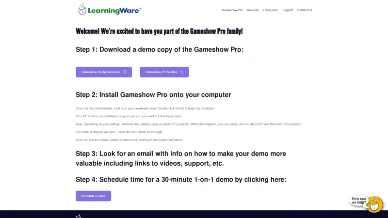 Homepage of Gameshow Pro