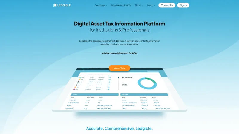 Homepage of Ledgible