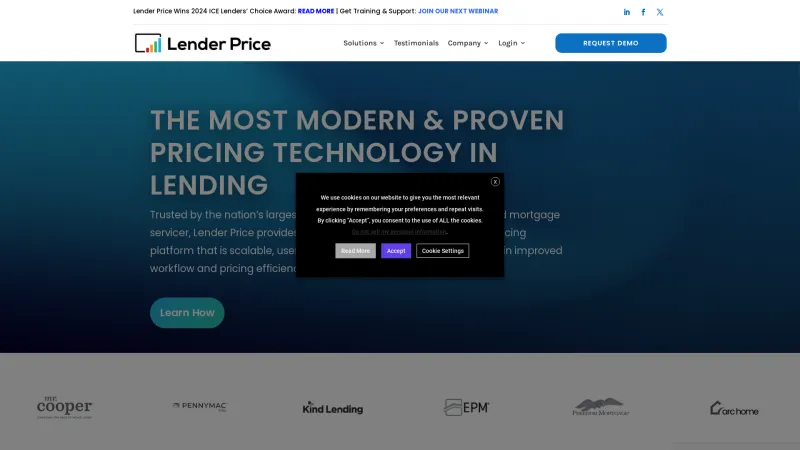 Homepage of Lender Price