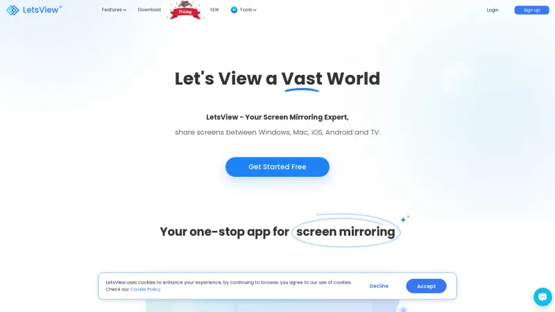 Homepage of LetsView