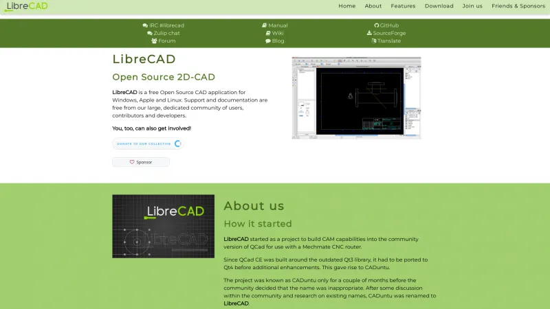 Homepage of LibreCAD