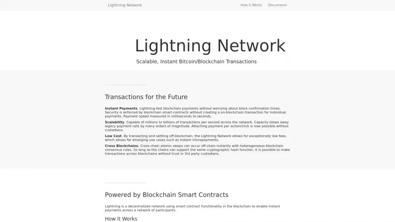 Homepage of Lightning Network