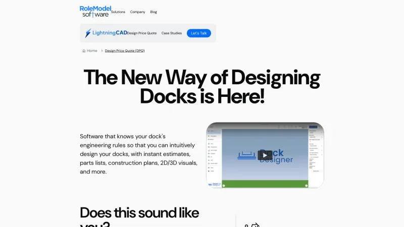 Homepage of Dock Designer