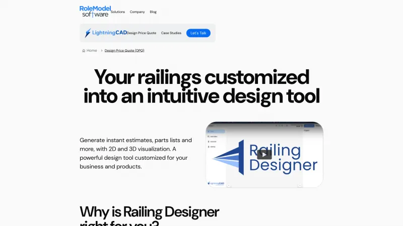 Homepage of Railing Designer