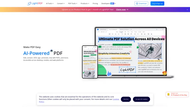 Homepage of LightPDF