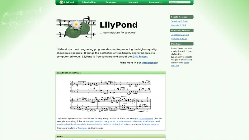 Homepage of LilyPond