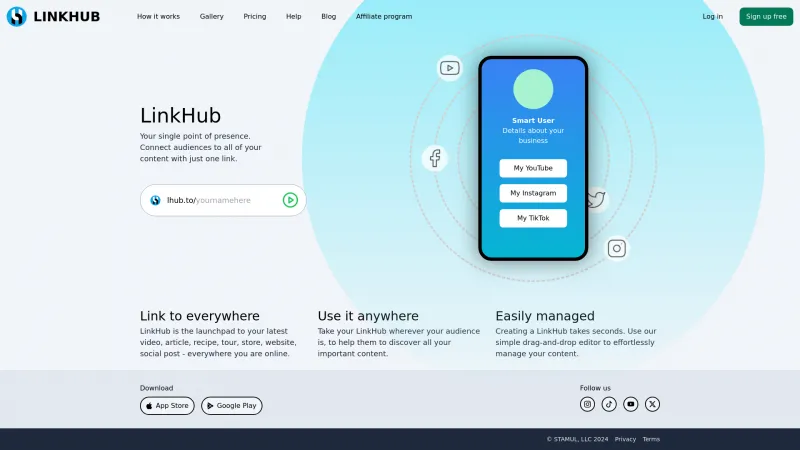 Homepage of LinkHub