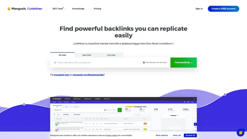 Homepage of LinkMiner